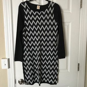 Black and white chevron sweater dress